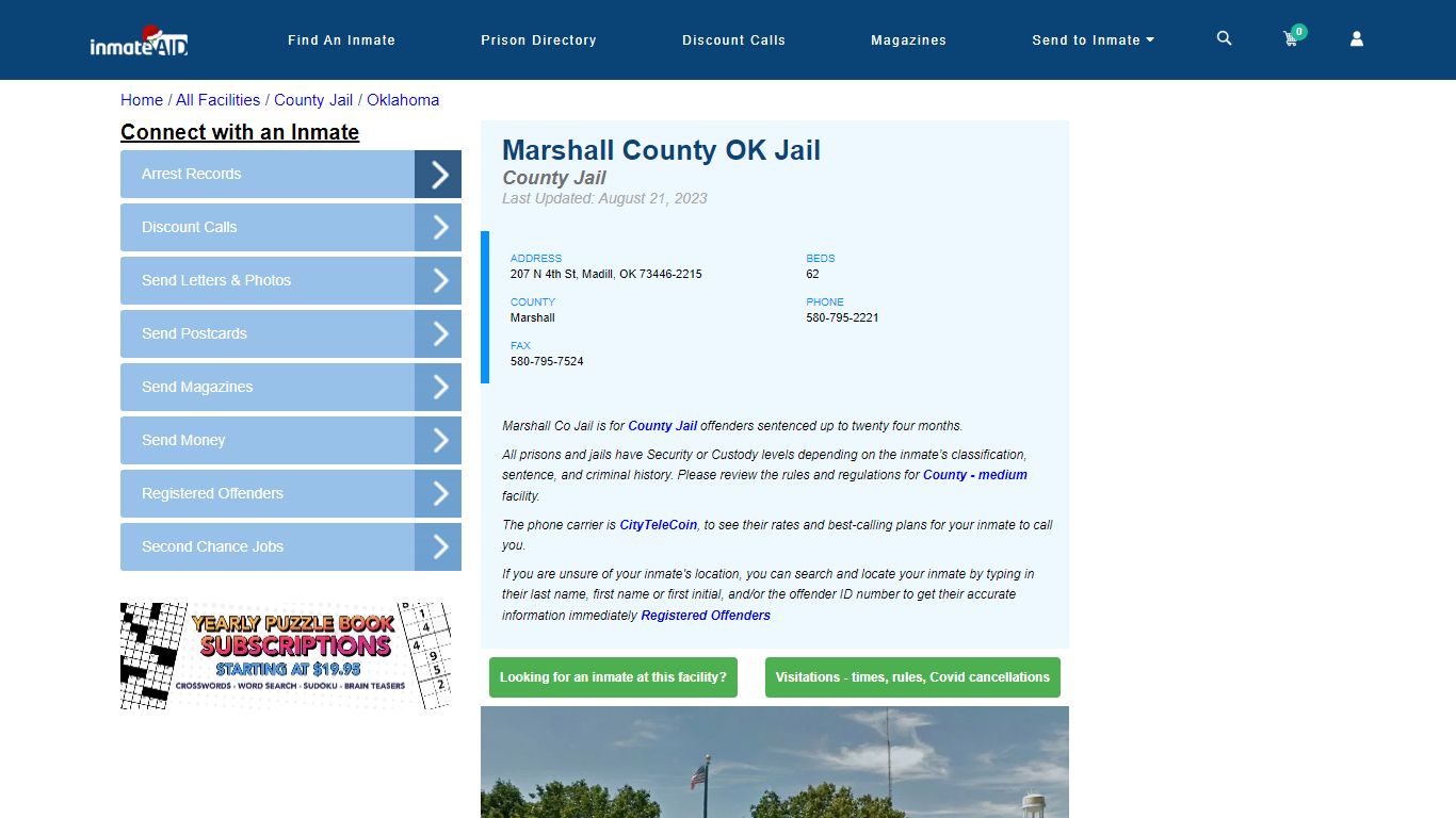 Marshall County OK Jail - Inmate Locator - Madill, OK